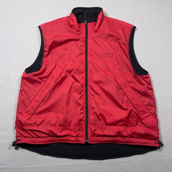 Ralph Lauren Vest XXL Red Blue Reversible Fleece Polo Sport Polartec Full Zip Up - Picture 1 of 12